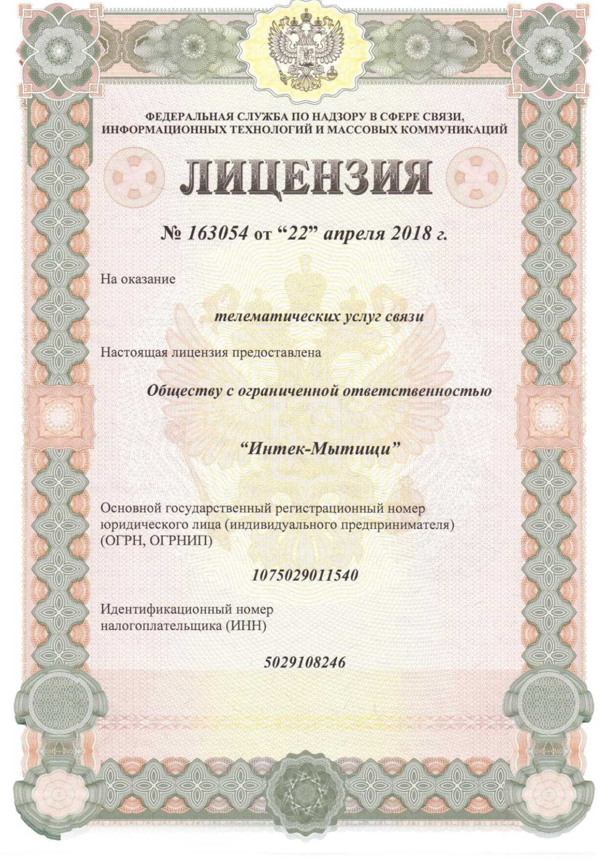Лицензия 163054